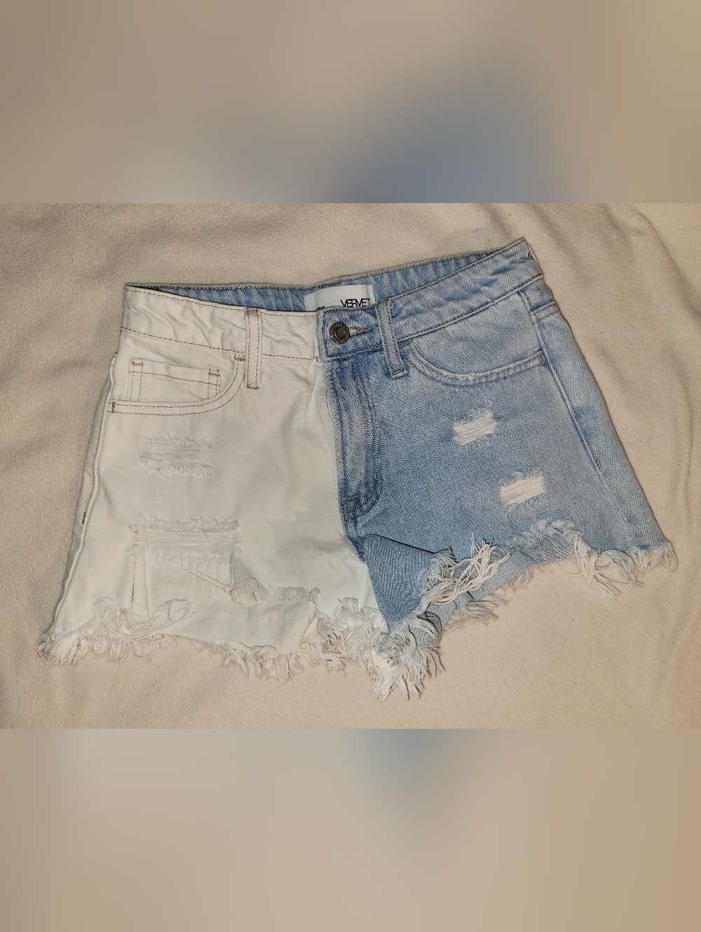 Vervet Denim Women’s Rebecca Cut Off High Rise Blue 2 Tone Shorts XS